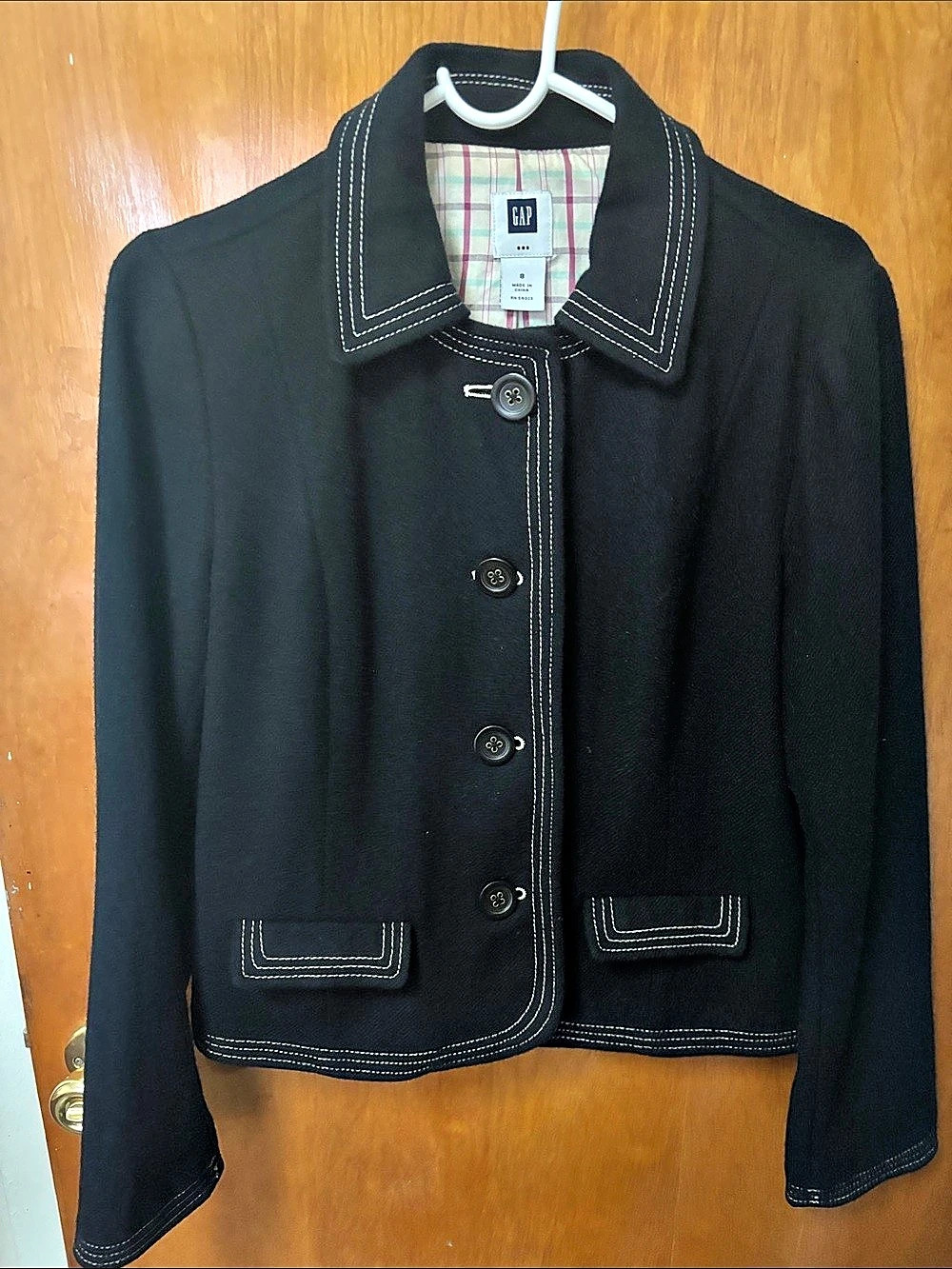 Gap Black Plaid-Lined Jacket Size Small Like New